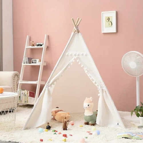 Kids Teepee Tent with Banner-Portable Play Tent for Kids Indoor & Outdoor-Playhouse for Girls/Boys Foldable Canvas Teepee Tent Toys
